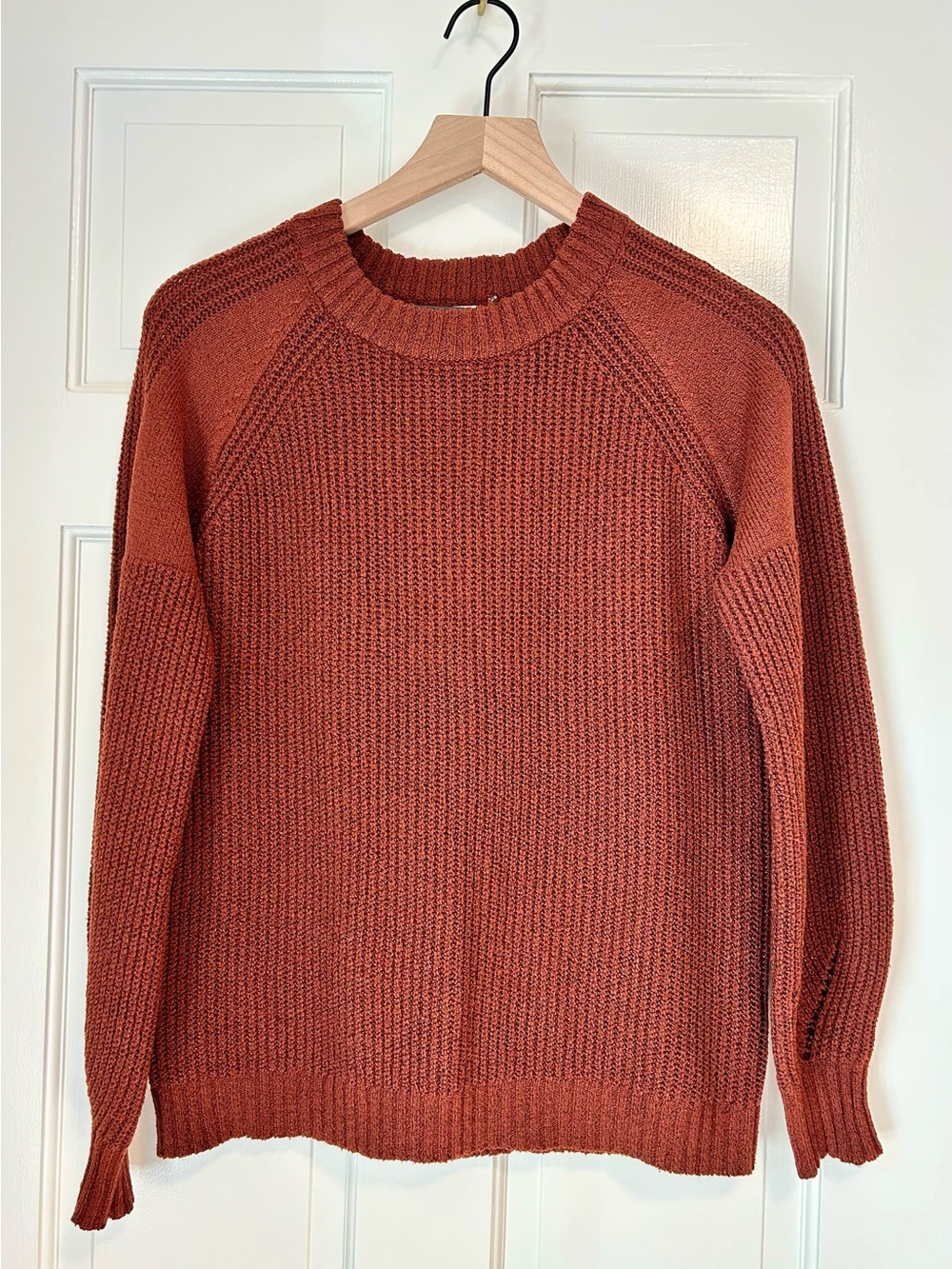 Pulse Terracotta Ribbed Knit Raglan Sweater Brick Rust M - GUC